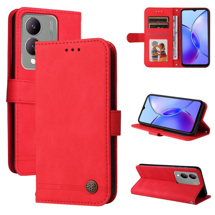 Skin Feel Life Tree Metal Button Leather Phone Case, For vivo Y100 5G IDN / Y200e 5G Global, For vivo Y03 4G, For vivo Y200 / V29e Global, For vivo Y17s, For vivo Y36 4G / 5G Foreign, For vivo Y78 5G Foreign