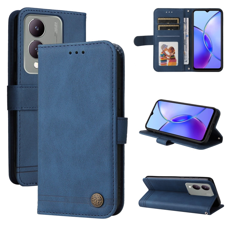 Skin Feel Life Tree Metal Button Leather Phone Case, For vivo Y100 5G IDN / Y200e 5G Global, For vivo Y03 4G, For vivo Y200 / V29e Global, For vivo Y17s, For vivo Y36 4G / 5G Foreign, For vivo Y78 5G Foreign