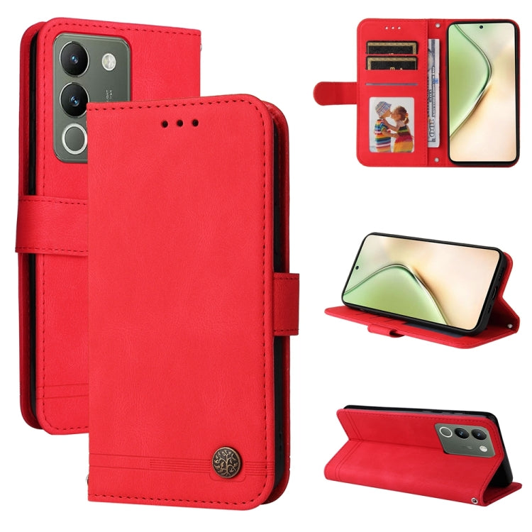 Skin Feel Life Tree Metal Button Leather Phone Case, For vivo Y100 5G IDN / Y200e 5G Global, For vivo Y03 4G, For vivo Y200 / V29e Global, For vivo Y17s, For vivo Y36 4G / 5G Foreign, For vivo Y78 5G Foreign