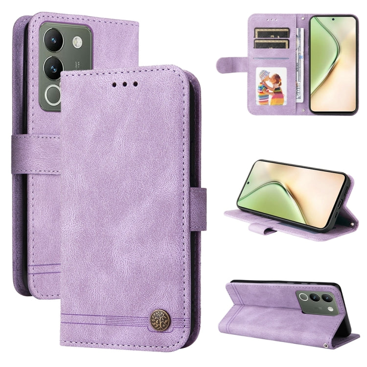 Skin Feel Life Tree Metal Button Leather Phone Case, For vivo Y100 5G IDN / Y200e 5G Global, For vivo Y03 4G, For vivo Y200 / V29e Global, For vivo Y17s, For vivo Y36 4G / 5G Foreign, For vivo Y78 5G Foreign
