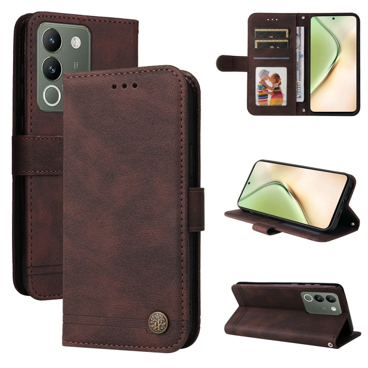 Skin Feel Life Tree Metal Button Leather Phone Case, For vivo Y100 5G IDN / Y200e 5G Global, For vivo Y03 4G, For vivo Y200 / V29e Global, For vivo Y17s, For vivo Y36 4G / 5G Foreign, For vivo Y78 5G Foreign
