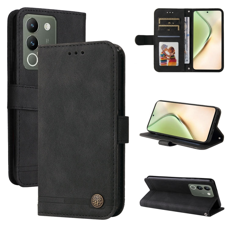 Skin Feel Life Tree Metal Button Leather Phone Case, For vivo Y100 5G IDN / Y200e 5G Global, For vivo Y03 4G, For vivo Y200 / V29e Global, For vivo Y17s, For vivo Y36 4G / 5G Foreign, For vivo Y78 5G Foreign