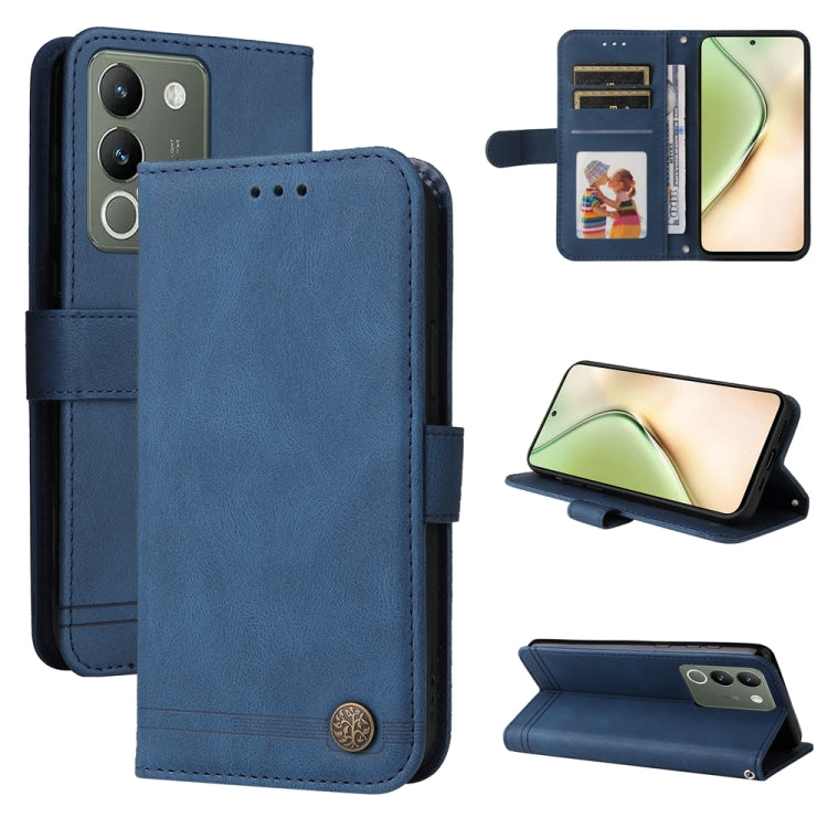 Skin Feel Life Tree Metal Button Leather Phone Case, For vivo Y100 5G IDN / Y200e 5G Global, For vivo Y03 4G, For vivo Y200 / V29e Global, For vivo Y17s, For vivo Y36 4G / 5G Foreign, For vivo Y78 5G Foreign