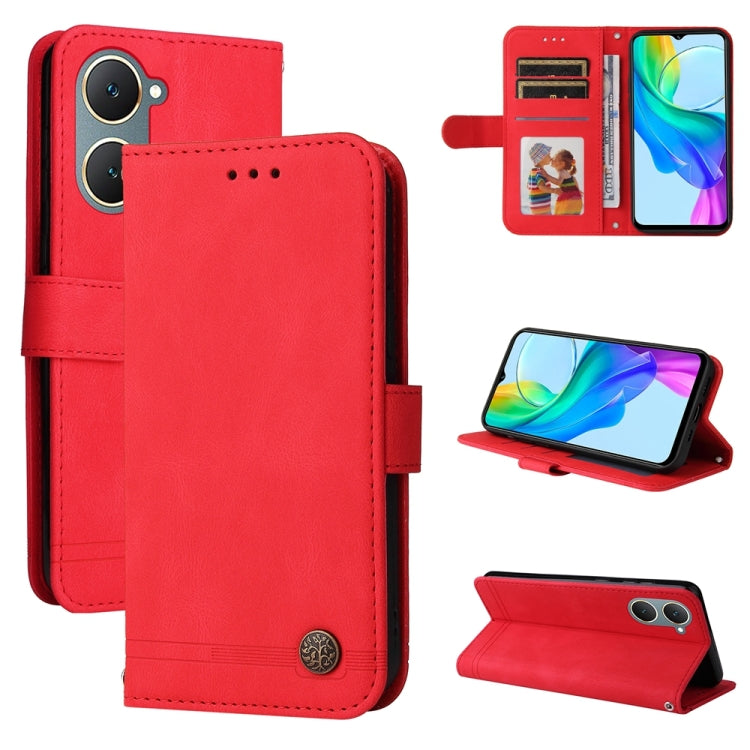 Skin Feel Life Tree Metal Button Leather Phone Case, For vivo Y100 5G IDN / Y200e 5G Global, For vivo Y03 4G, For vivo Y200 / V29e Global, For vivo Y17s, For vivo Y36 4G / 5G Foreign, For vivo Y78 5G Foreign