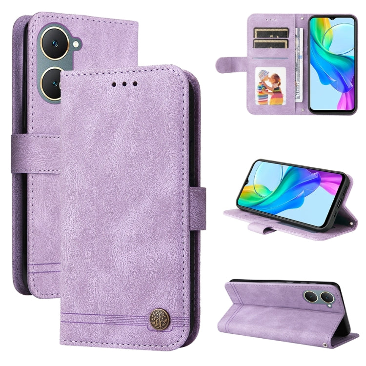 Skin Feel Life Tree Metal Button Leather Phone Case, For vivo Y100 5G IDN / Y200e 5G Global, For vivo Y03 4G, For vivo Y200 / V29e Global, For vivo Y17s, For vivo Y36 4G / 5G Foreign, For vivo Y78 5G Foreign