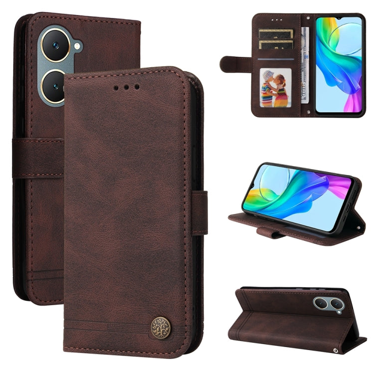Skin Feel Life Tree Metal Button Leather Phone Case, For vivo Y100 5G IDN / Y200e 5G Global, For vivo Y03 4G, For vivo Y200 / V29e Global, For vivo Y17s, For vivo Y36 4G / 5G Foreign, For vivo Y78 5G Foreign