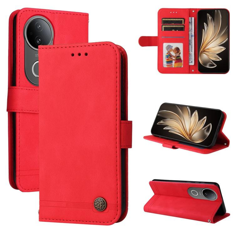 Skin Feel Life Tree Metal Button Leather Phone Case, For vivo Y400 5G, For vivo V60 5G Global, For vivo Y400 Pro 5G / V40e / iQOO Z9s, For vivo V50 Lite 4G / 5G, For vivo Y39 5G / Y300i, For vivo Y29s 5G / Y04 4G, For vivo Y29 4G, For vivo V50         ...