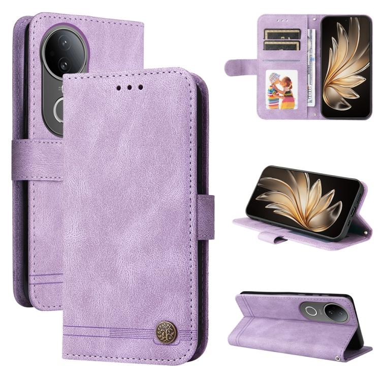 Skin Feel Life Tree Metal Button Leather Phone Case, For vivo Y400 5G, For vivo V60 5G Global, For vivo Y400 Pro 5G / V40e / iQOO Z9s, For vivo V50 Lite 4G / 5G, For vivo Y39 5G / Y300i, For vivo Y29s 5G / Y04 4G, For vivo Y29 4G, For vivo V50         ...