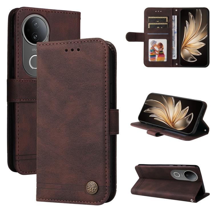 Skin Feel Life Tree Metal Button Leather Phone Case, For vivo Y400 5G, For vivo V60 5G Global, For vivo Y400 Pro 5G / V40e / iQOO Z9s, For vivo V50 Lite 4G / 5G, For vivo Y39 5G / Y300i, For vivo Y29s 5G / Y04 4G, For vivo Y29 4G, For vivo V50         ...