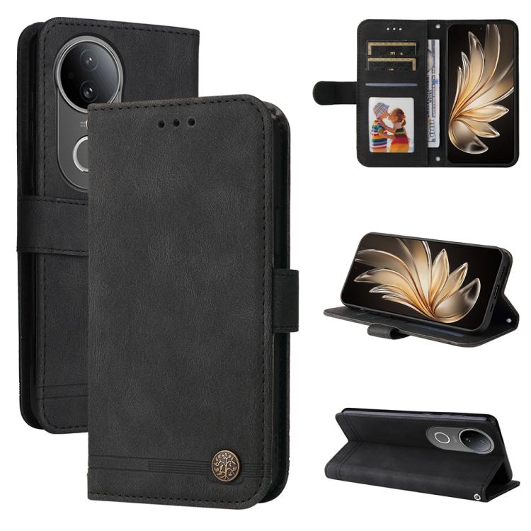 Skin Feel Life Tree Metal Button Leather Phone Case, For vivo Y400 5G, For vivo V60 5G Global, For vivo Y400 Pro 5G / V40e / iQOO Z9s, For vivo V50 Lite 4G / 5G, For vivo Y39 5G / Y300i, For vivo Y29s 5G / Y04 4G, For vivo Y29 4G, For vivo V50         ...