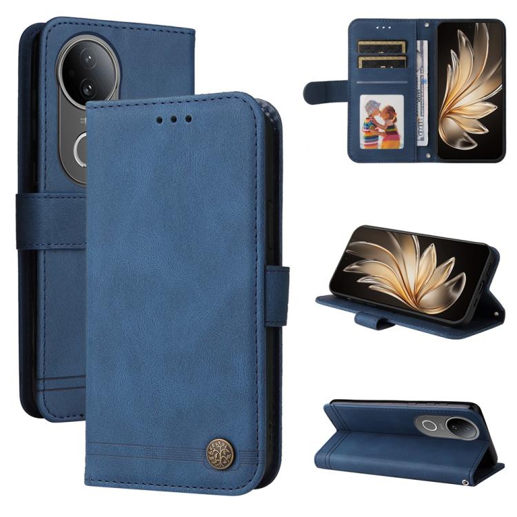 Skin Feel Life Tree Metal Button Leather Phone Case, For vivo Y400 5G, For vivo V60 5G Global, For vivo Y400 Pro 5G / V40e / iQOO Z9s, For vivo V50 Lite 4G / 5G, For vivo Y39 5G / Y300i, For vivo Y29s 5G / Y04 4G, For vivo Y29 4G, For vivo V50         ...