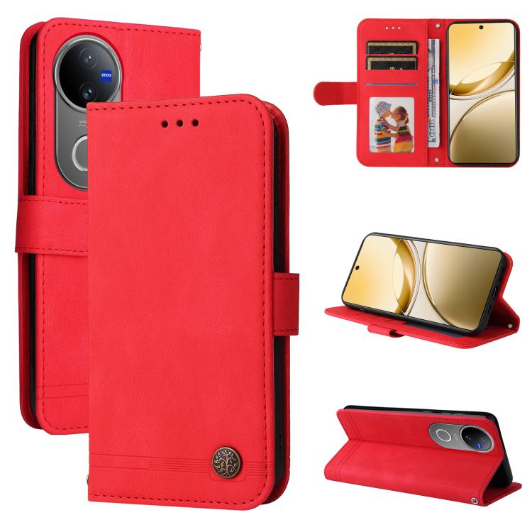 Skin Feel Life Tree Metal Button Leather Phone Case, For vivo Y400 5G, For vivo V60 5G Global, For vivo Y400 Pro 5G / V40e / iQOO Z9s, For vivo V50 Lite 4G / 5G, For vivo Y39 5G / Y300i, For vivo Y29s 5G / Y04 4G, For vivo Y29 4G, For vivo V50         ...