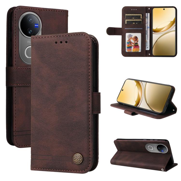 Skin Feel Life Tree Metal Button Leather Phone Case, For vivo Y400 5G, For vivo V60 5G Global, For vivo Y400 Pro 5G / V40e / iQOO Z9s, For vivo V50 Lite 4G / 5G, For vivo Y39 5G / Y300i, For vivo Y29s 5G / Y04 4G, For vivo Y29 4G, For vivo V50         ...