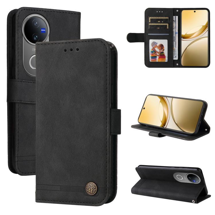 Skin Feel Life Tree Metal Button Leather Phone Case, For vivo Y400 5G, For vivo V60 5G Global, For vivo Y400 Pro 5G / V40e / iQOO Z9s, For vivo V50 Lite 4G / 5G, For vivo Y39 5G / Y300i, For vivo Y29s 5G / Y04 4G, For vivo Y29 4G, For vivo V50         ...