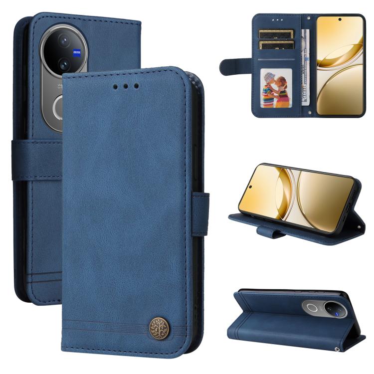 Skin Feel Life Tree Metal Button Leather Phone Case, For vivo Y400 5G, For vivo V60 5G Global, For vivo Y400 Pro 5G / V40e / iQOO Z9s, For vivo V50 Lite 4G / 5G, For vivo Y39 5G / Y300i, For vivo Y29s 5G / Y04 4G, For vivo Y29 4G, For vivo V50         ...