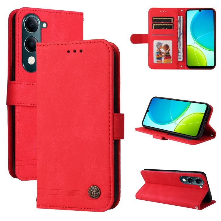 Skin Feel Life Tree Metal Button Leather Phone Case, For vivo Y400 5G, For vivo V60 5G Global, For vivo Y400 Pro 5G / V40e / iQOO Z9s, For vivo V50 Lite 4G / 5G, For vivo Y39 5G / Y300i, For vivo Y29s 5G / Y04 4G, For vivo Y29 4G, For vivo V50         ...
