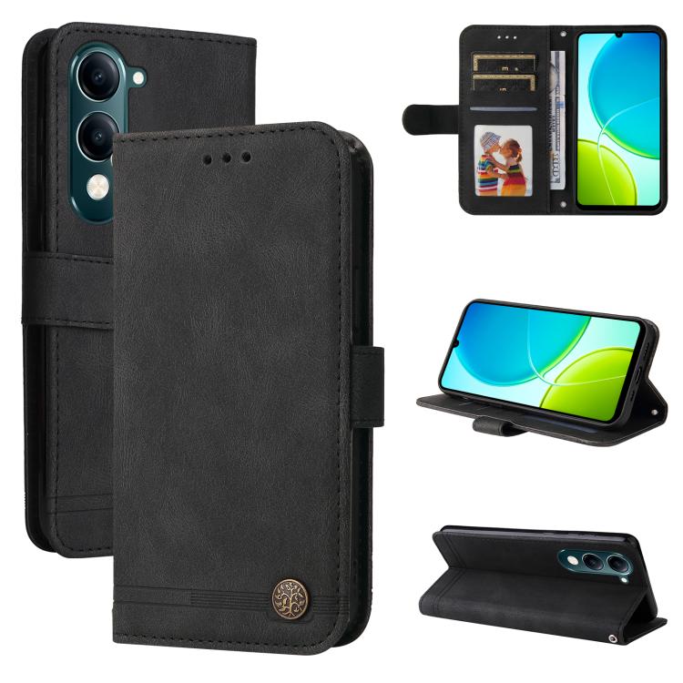 Skin Feel Life Tree Metal Button Leather Phone Case, For vivo Y400 5G, For vivo V60 5G Global, For vivo Y400 Pro 5G / V40e / iQOO Z9s, For vivo V50 Lite 4G / 5G, For vivo Y39 5G / Y300i, For vivo Y29s 5G / Y04 4G, For vivo Y29 4G, For vivo V50         ...
