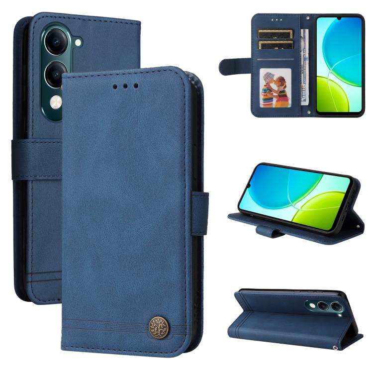 Skin Feel Life Tree Metal Button Leather Phone Case, For vivo Y400 5G, For vivo V60 5G Global, For vivo Y400 Pro 5G / V40e / iQOO Z9s, For vivo V50 Lite 4G / 5G, For vivo Y39 5G / Y300i, For vivo Y29s 5G / Y04 4G, For vivo Y29 4G, For vivo V50         ...