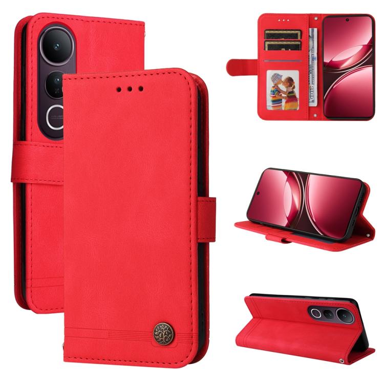 Skin Feel Life Tree Metal Button Leather Phone Case, For vivo Y400 5G, For vivo V60 5G Global, For vivo Y400 Pro 5G / V40e / iQOO Z9s, For vivo V50 Lite 4G / 5G, For vivo Y39 5G / Y300i, For vivo Y29s 5G / Y04 4G, For vivo Y29 4G, For vivo V50         ...