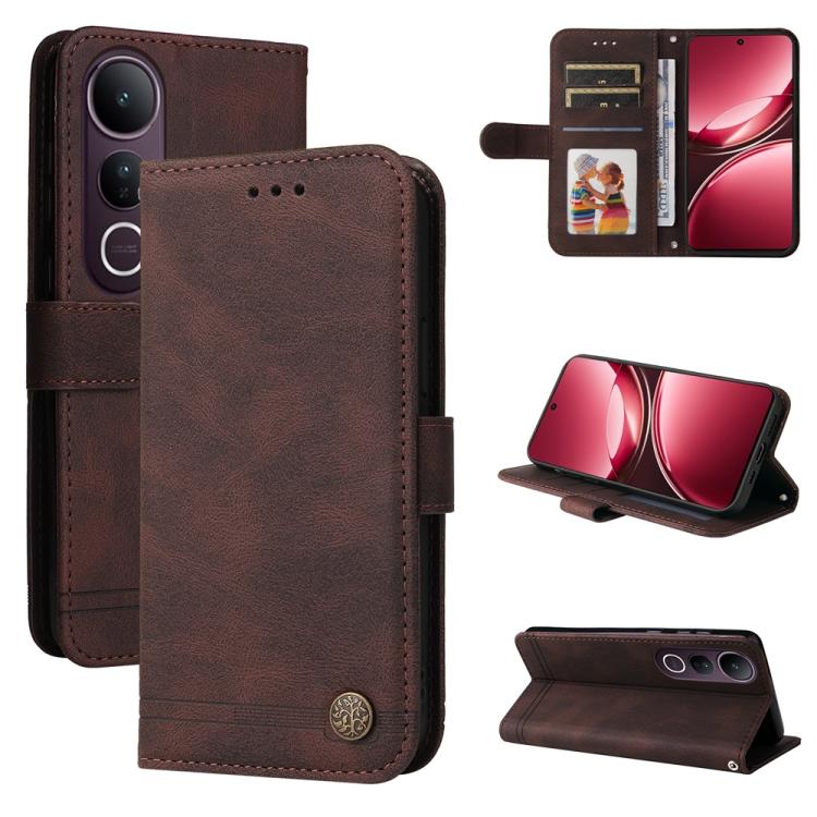 Skin Feel Life Tree Metal Button Leather Phone Case, For vivo Y400 5G, For vivo V60 5G Global, For vivo Y400 Pro 5G / V40e / iQOO Z9s, For vivo V50 Lite 4G / 5G, For vivo Y39 5G / Y300i, For vivo Y29s 5G / Y04 4G, For vivo Y29 4G, For vivo V50         ...