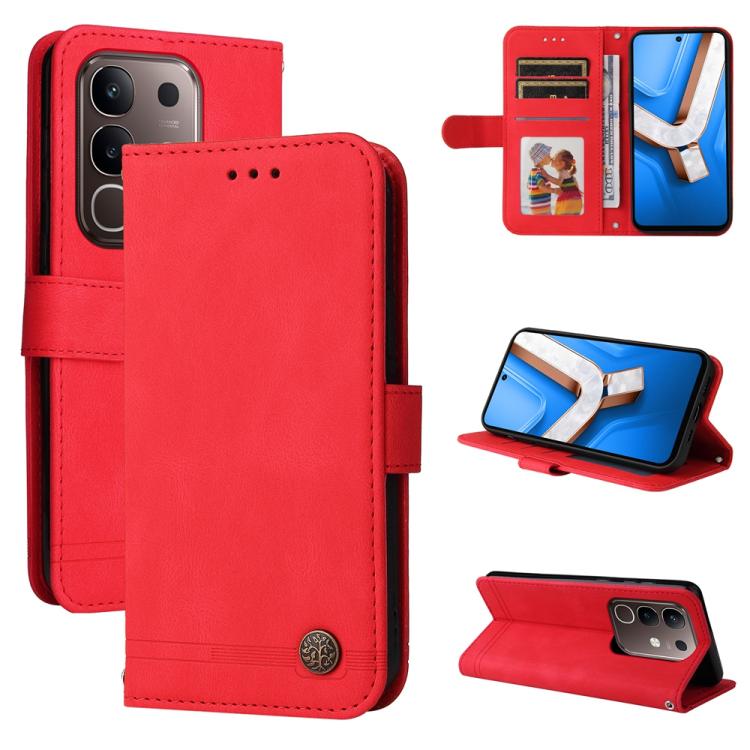 Skin Feel Life Tree Metal Button Leather Phone Case, For vivo Y400 5G, For vivo V60 5G Global, For vivo Y400 Pro 5G / V40e / iQOO Z9s, For vivo V50 Lite 4G / 5G, For vivo Y39 5G / Y300i, For vivo Y29s 5G / Y04 4G, For vivo Y29 4G, For vivo V50         ...