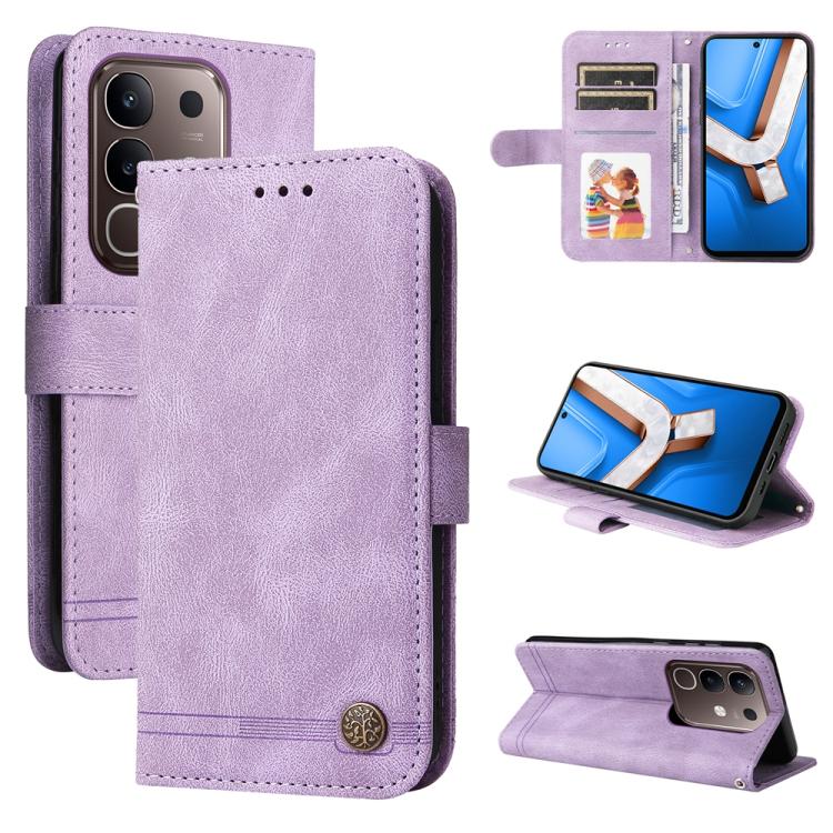 Skin Feel Life Tree Metal Button Leather Phone Case, For vivo Y400 5G, For vivo V60 5G Global, For vivo Y400 Pro 5G / V40e / iQOO Z9s, For vivo V50 Lite 4G / 5G, For vivo Y39 5G / Y300i, For vivo Y29s 5G / Y04 4G, For vivo Y29 4G, For vivo V50         ...