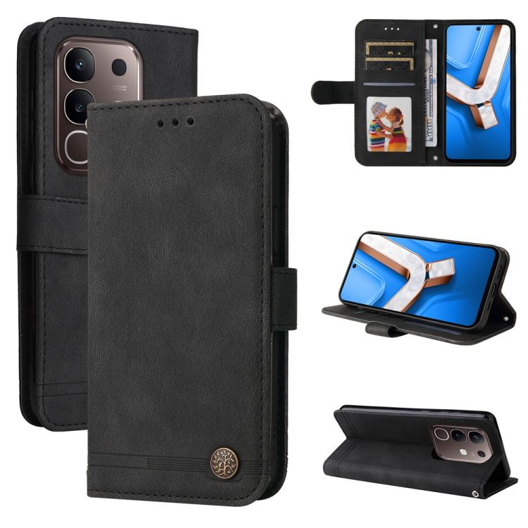 Skin Feel Life Tree Metal Button Leather Phone Case, For vivo Y400 5G, For vivo V60 5G Global, For vivo Y400 Pro 5G / V40e / iQOO Z9s, For vivo V50 Lite 4G / 5G, For vivo Y39 5G / Y300i, For vivo Y29s 5G / Y04 4G, For vivo Y29 4G, For vivo V50         ...