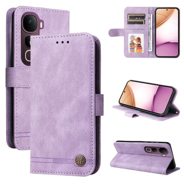 Skin Feel Life Tree Metal Button Leather Phone Case, For vivo Y400 5G, For vivo V60 5G Global, For vivo Y400 Pro 5G / V40e / iQOO Z9s, For vivo V50 Lite 4G / 5G, For vivo Y39 5G / Y300i, For vivo Y29s 5G / Y04 4G, For vivo Y29 4G, For vivo V50         ...