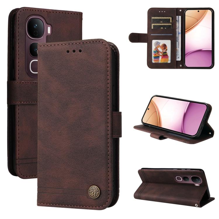 Skin Feel Life Tree Metal Button Leather Phone Case, For vivo Y400 5G, For vivo V60 5G Global, For vivo Y400 Pro 5G / V40e / iQOO Z9s, For vivo V50 Lite 4G / 5G, For vivo Y39 5G / Y300i, For vivo Y29s 5G / Y04 4G, For vivo Y29 4G, For vivo V50         ...