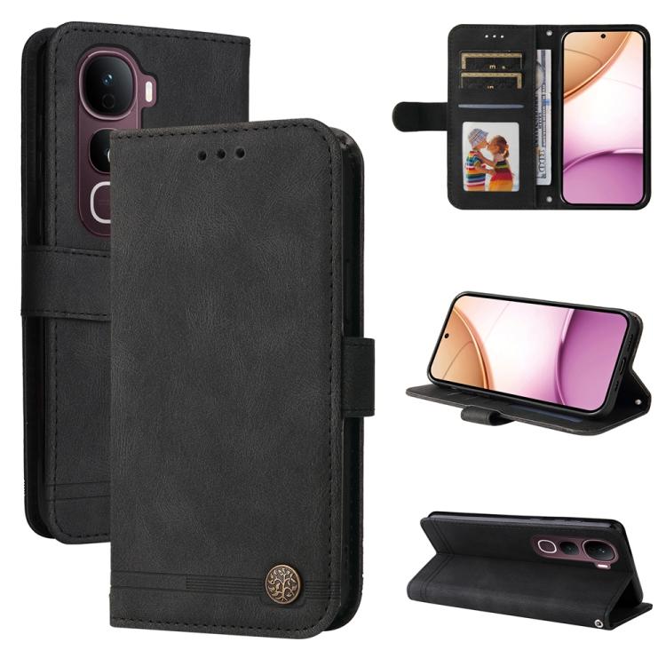 Skin Feel Life Tree Metal Button Leather Phone Case, For vivo Y400 5G, For vivo V60 5G Global, For vivo Y400 Pro 5G / V40e / iQOO Z9s, For vivo V50 Lite 4G / 5G, For vivo Y39 5G / Y300i, For vivo Y29s 5G / Y04 4G, For vivo Y29 4G, For vivo V50         ...