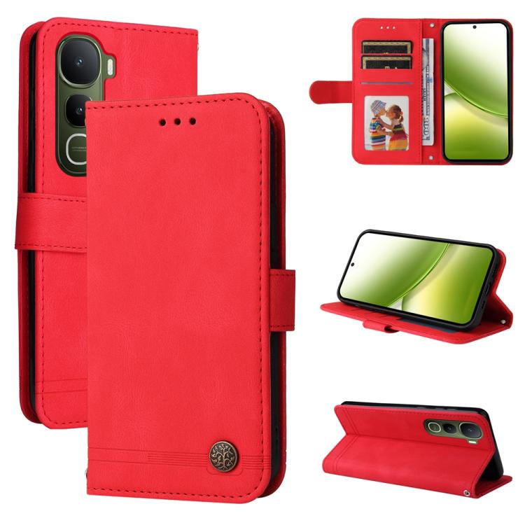 Skin Feel Life Tree Metal Button Leather Phone Case, For vivo Y400 5G, For vivo V60 5G Global, For vivo Y400 Pro 5G / V40e / iQOO Z9s, For vivo V50 Lite 4G / 5G, For vivo Y39 5G / Y300i, For vivo Y29s 5G / Y04 4G, For vivo Y29 4G, For vivo V50         ...