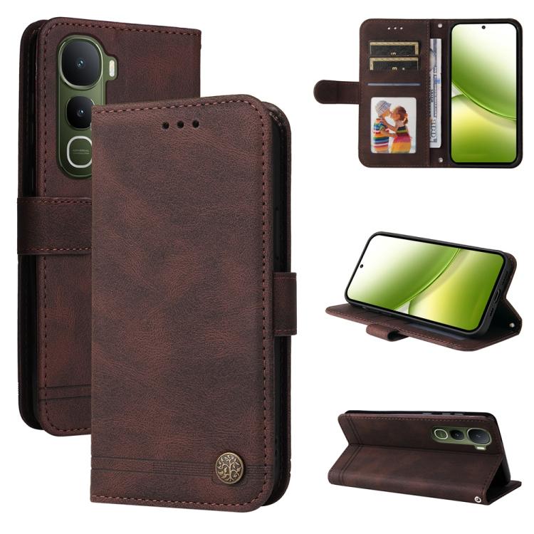 Skin Feel Life Tree Metal Button Leather Phone Case, For vivo Y400 5G, For vivo V60 5G Global, For vivo Y400 Pro 5G / V40e / iQOO Z9s, For vivo V50 Lite 4G / 5G, For vivo Y39 5G / Y300i, For vivo Y29s 5G / Y04 4G, For vivo Y29 4G, For vivo V50         ...
