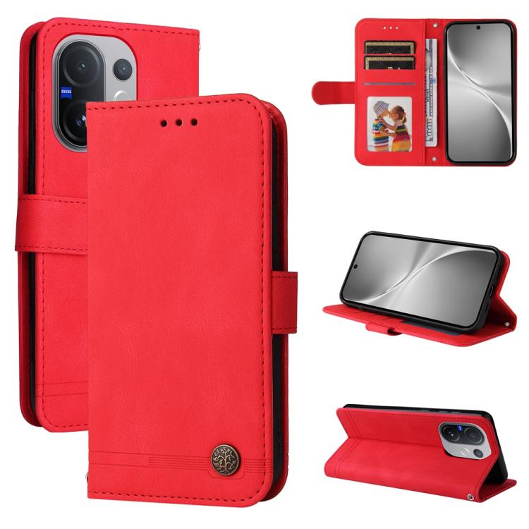 Skin Feel Life Tree Metal Button Leather Phone Case, For vivo Y400 5G, For vivo V60 5G Global, For vivo Y400 Pro 5G / V40e / iQOO Z9s, For vivo V50 Lite 4G / 5G, For vivo Y39 5G / Y300i, For vivo Y29s 5G / Y04 4G, For vivo Y29 4G, For vivo V50         ...
