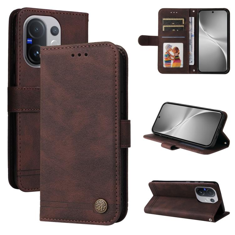 Skin Feel Life Tree Metal Button Leather Phone Case, For vivo Y400 5G, For vivo V60 5G Global, For vivo Y400 Pro 5G / V40e / iQOO Z9s, For vivo V50 Lite 4G / 5G, For vivo Y39 5G / Y300i, For vivo Y29s 5G / Y04 4G, For vivo Y29 4G, For vivo V50         ...