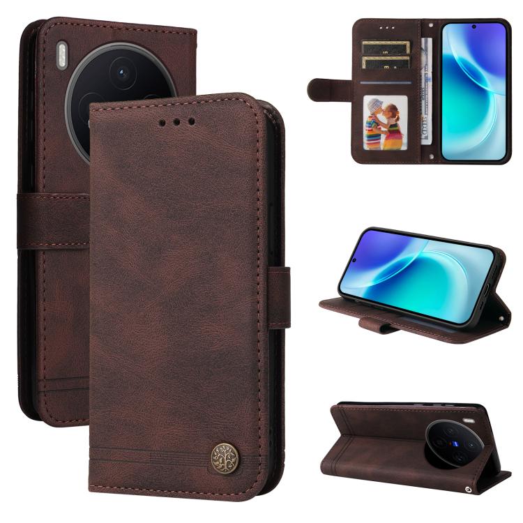Skin Feel Life Tree Metal Button Leather Phone Case, For vivo Y600 Pro 5G, For vivo Y21 5G 2026 / vivo Y05 4G, For vivo V70 FE 5G, For vivo S50 5G / V70 5G, For vivo Y500 Pro 5G, For vivo X300 Pro, For vivo X300, For vivo V60 Lite 4G / 5G              ...