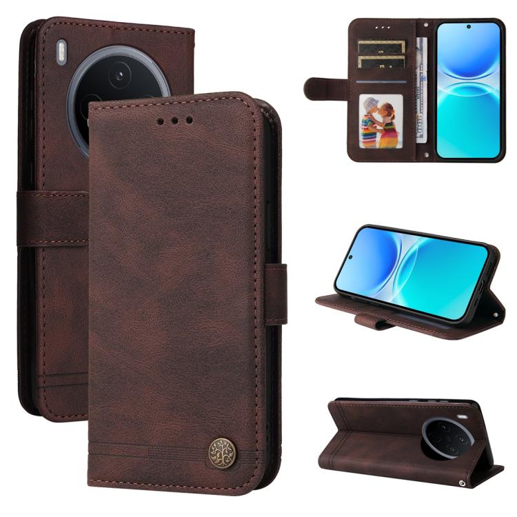 Skin Feel Life Tree Metal Button Leather Phone Case, For vivo Y600 Pro 5G, For vivo Y21 5G 2026 / vivo Y05 4G, For vivo V70 FE 5G, For vivo S50 5G / V70 5G, For vivo Y500 Pro 5G, For vivo X300 Pro, For vivo X300, For vivo V60 Lite 4G / 5G              ...