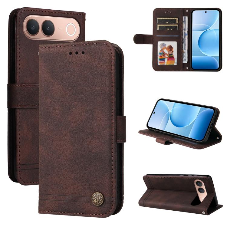 Skin Feel Life Tree Metal Button Leather Phone Case, For vivo S2 5G / V80 Lite IN/PK, For vivo X300 E 5G, For vivo Y500 4G / iQOO Z11 5G / T5 Pro 5G, For vivo Y600 Pro 5G, For vivo Y21 5G 2026 / vivo Y05 4G, For vivo V70 FE 5G, For vivo S50 5G / V70 5G...