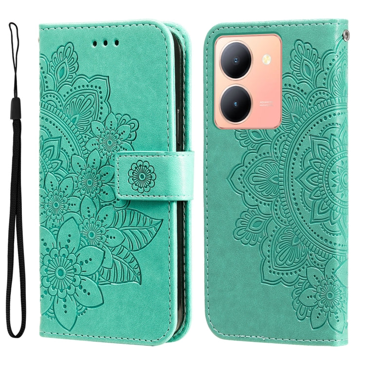 Seven-petal Flowers Embossing Leather Phone Case, For vivo Y100 IDN / Y200e 5G Global, For vivo Y03 4G, For vivo Y200 / V29e Global, For vivo Y17s, For vivo Y36 4G / 5G Foreign, For vivo Y78 5G Foreign