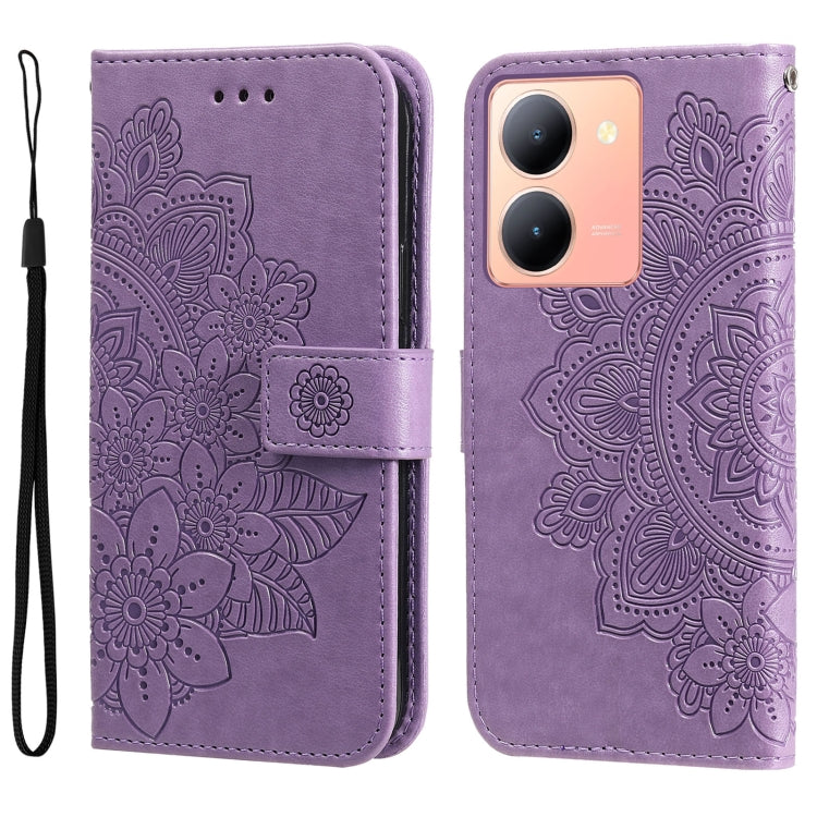 Seven-petal Flowers Embossing Leather Phone Case, For vivo Y100 IDN / Y200e 5G Global, For vivo Y03 4G, For vivo Y200 / V29e Global, For vivo Y17s, For vivo Y36 4G / 5G Foreign, For vivo Y78 5G Foreign