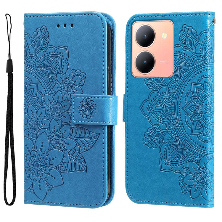 Seven-petal Flowers Embossing Leather Phone Case, For vivo Y100 IDN / Y200e 5G Global, For vivo Y03 4G, For vivo Y200 / V29e Global, For vivo Y17s, For vivo Y36 4G / 5G Foreign, For vivo Y78 5G Foreign