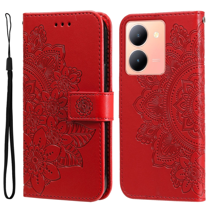 Seven-petal Flowers Embossing Leather Phone Case, For vivo Y100 IDN / Y200e 5G Global, For vivo Y03 4G, For vivo Y200 / V29e Global, For vivo Y17s, For vivo Y36 4G / 5G Foreign, For vivo Y78 5G Foreign