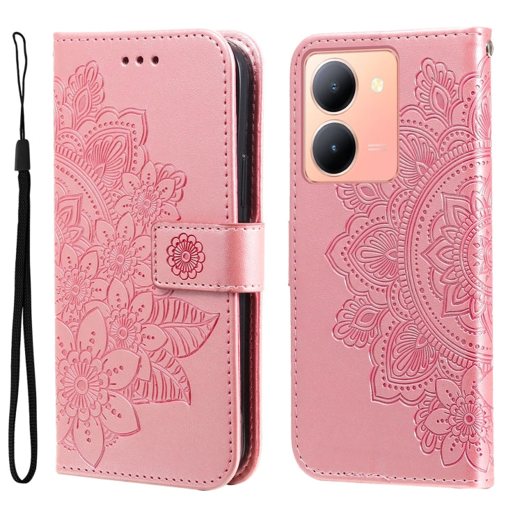 Seven-petal Flowers Embossing Leather Phone Case, For vivo Y100 IDN / Y200e 5G Global, For vivo Y03 4G, For vivo Y200 / V29e Global, For vivo Y17s, For vivo Y36 4G / 5G Foreign, For vivo Y78 5G Foreign