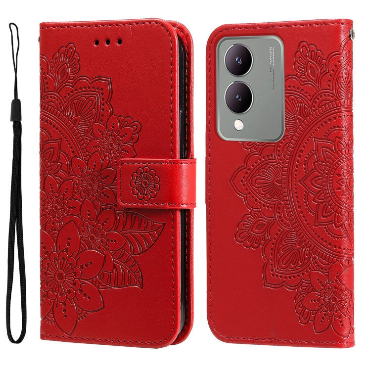 Seven-petal Flowers Embossing Leather Phone Case, For vivo Y100 IDN / Y200e 5G Global, For vivo Y03 4G, For vivo Y200 / V29e Global, For vivo Y17s, For vivo Y36 4G / 5G Foreign, For vivo Y78 5G Foreign