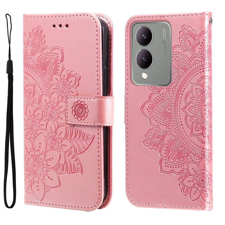 Seven-petal Flowers Embossing Leather Phone Case, For vivo Y100 IDN / Y200e 5G Global, For vivo Y03 4G, For vivo Y200 / V29e Global, For vivo Y17s, For vivo Y36 4G / 5G Foreign, For vivo Y78 5G Foreign