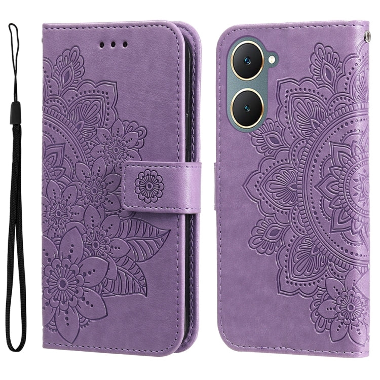 Seven-petal Flowers Embossing Leather Phone Case, For vivo Y100 IDN / Y200e 5G Global, For vivo Y03 4G, For vivo Y200 / V29e Global, For vivo Y17s, For vivo Y36 4G / 5G Foreign, For vivo Y78 5G Foreign