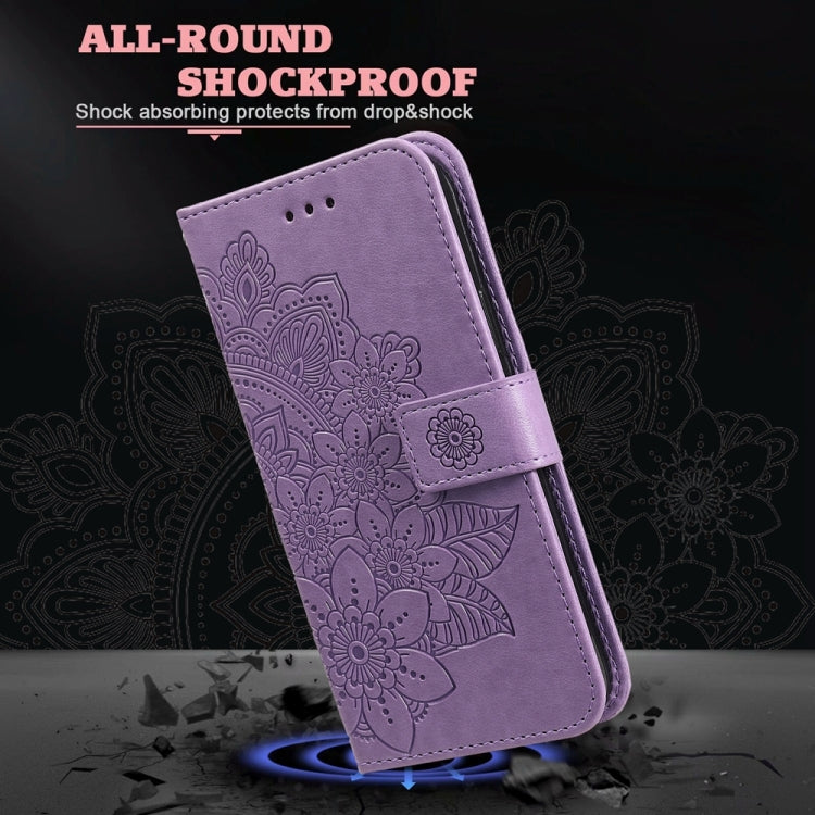 Seven-petal Flowers Embossing Leather Phone Case, For vivo Y100 IDN / Y200e 5G Global, For vivo Y03 4G, For vivo Y200 / V29e Global, For vivo Y17s, For vivo Y36 4G / 5G Foreign, For vivo Y78 5G Foreign