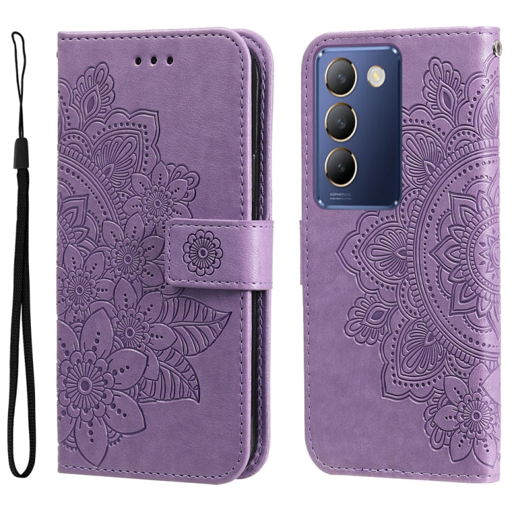 Seven-petal Flowers Embossing Leather Phone Case, For vivo Y300 Pro, For vivo Y28 4G Global, For vivo Y38 5G / T3x 5G Global, For vivo Y100 IDN / Y200e 5G Global, For vivo Y03 4G, For vivo Y200 / V29e Global, For vivo Y17s, For vivo Y36 4G / 5G Foreign...