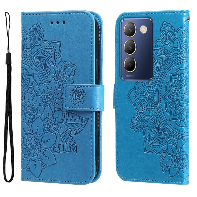 Seven-petal Flowers Embossing Leather Phone Case, For vivo Y300 Pro, For vivo Y28 4G Global, For vivo Y38 5G / T3x 5G Global, For vivo Y100 IDN / Y200e 5G Global, For vivo Y03 4G, For vivo Y200 / V29e Global, For vivo Y17s, For vivo Y36 4G / 5G Foreign...