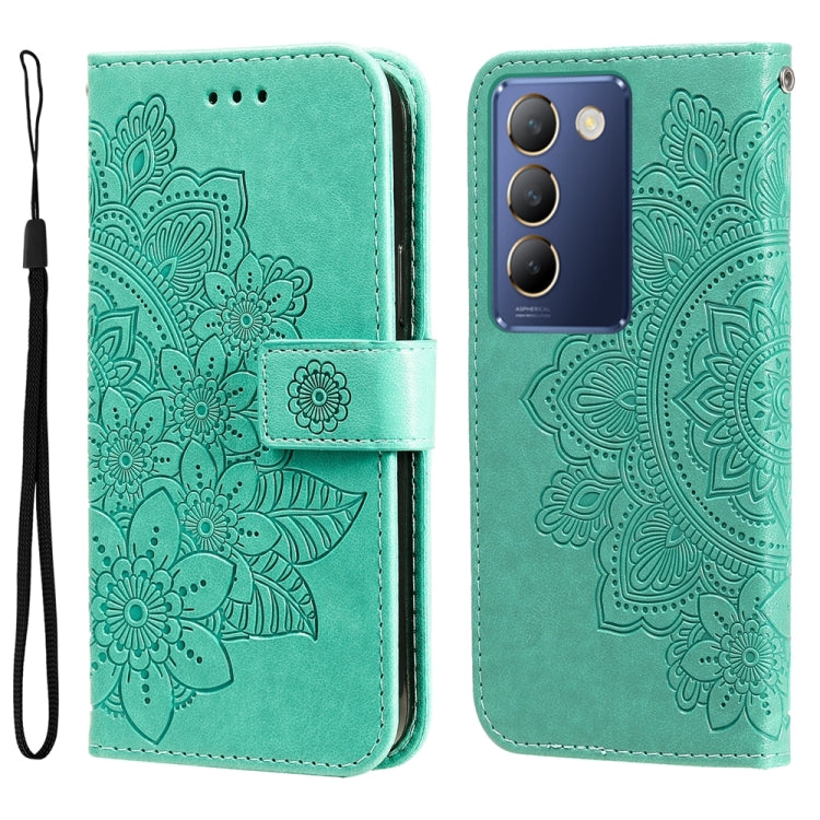 Seven-petal Flowers Embossing Leather Phone Case, For vivo Y300 Pro, For vivo Y28 4G Global, For vivo Y38 5G / T3x 5G Global, For vivo Y100 IDN / Y200e 5G Global, For vivo Y03 4G, For vivo Y200 / V29e Global, For vivo Y17s, For vivo Y36 4G / 5G Foreign...