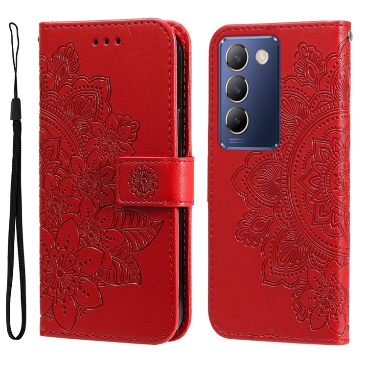 Seven-petal Flowers Embossing Leather Phone Case, For vivo Y300 Pro, For vivo Y28 4G Global, For vivo Y38 5G / T3x 5G Global, For vivo Y100 IDN / Y200e 5G Global, For vivo Y03 4G, For vivo Y200 / V29e Global, For vivo Y17s, For vivo Y36 4G / 5G Foreign...